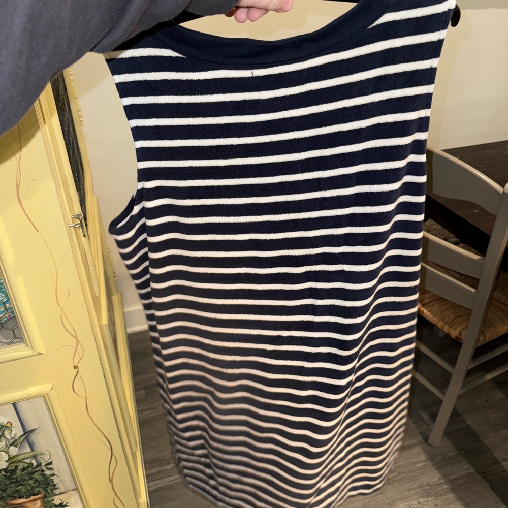 Boden Navy and White Striped Top with Button Accents - Picture 5 of 6